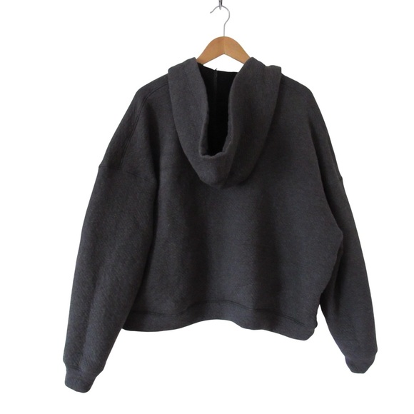 Lunya Restore Double Faced Pullover Medium Dark Gray Hoodie Boxy Pima Cotton - Picture 2 of 11